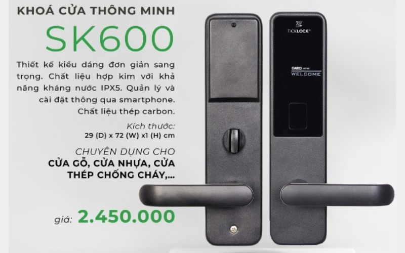 Khoá cửa điện tử thông minh TICKLOCK SK600